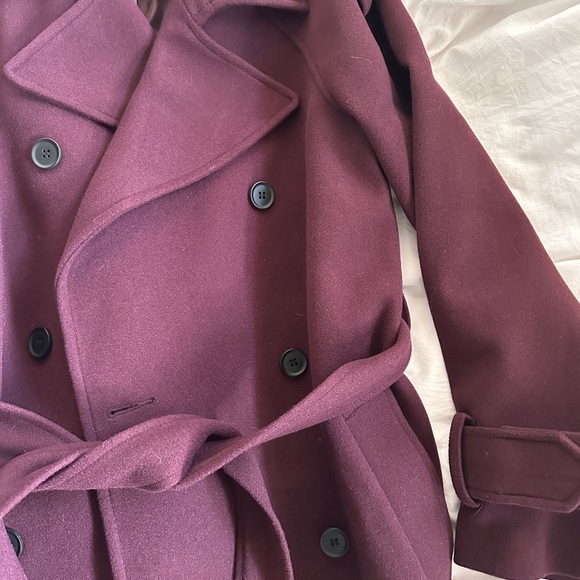 Burgundy Double-Breasted Trench Coat - Picture 3 of 6